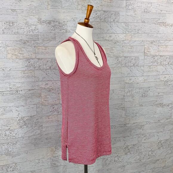 Loft red striped back cutout tank top sleeveless raspberry red - Picture 2 of 5